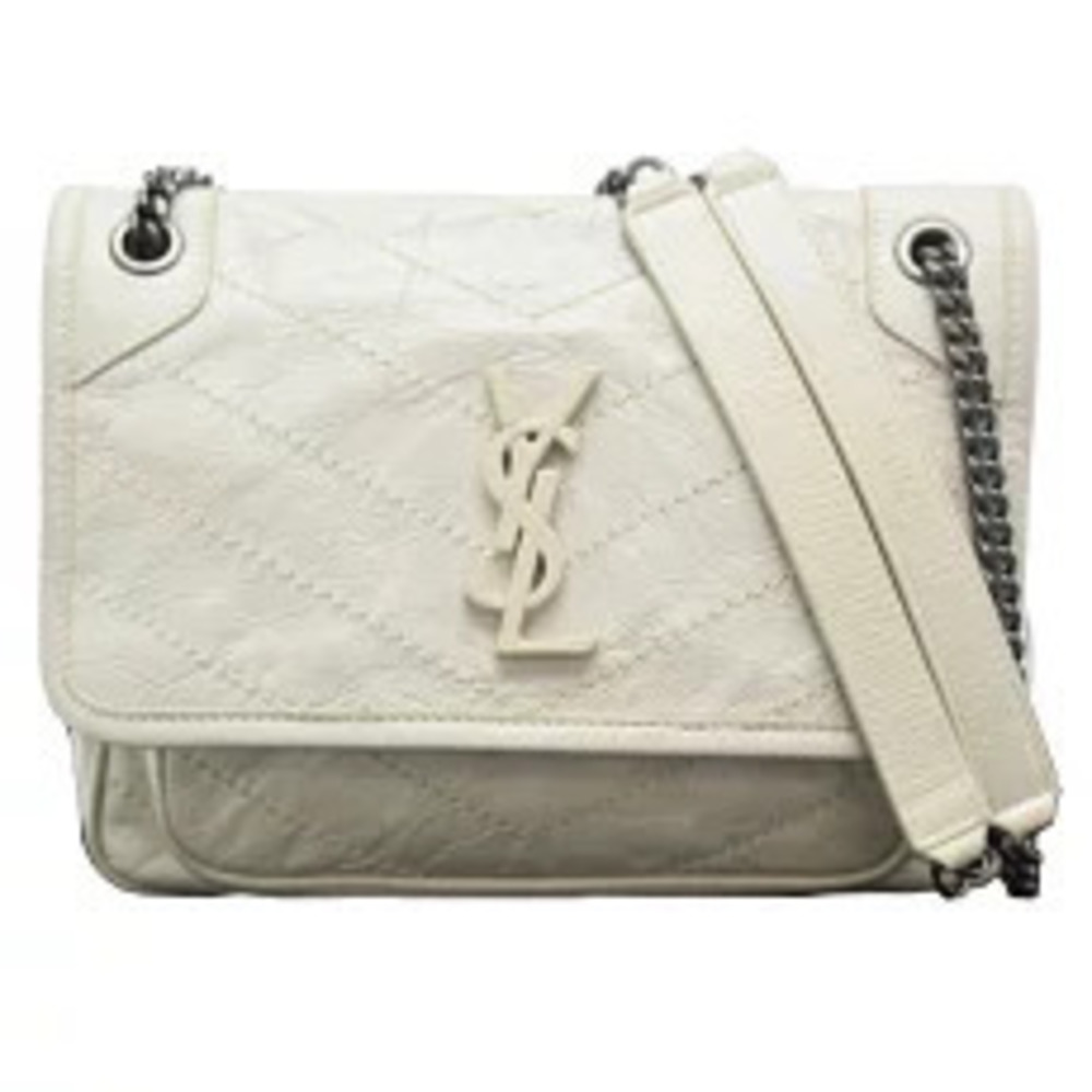 Saint Laurent Niki Baby Shoulder Bag Leather Ivory White